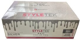 STYLETEK MOONLIGHT SILVER COLORING FOIL EXTRA WIDE 9x11 POP UP FOIL 500 PREFOLDED SHEETS
